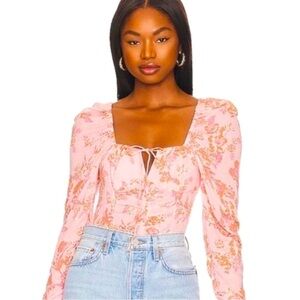 Free People NWT HILARY Printed Top, Pink & print. Perfect for DONATED 2025